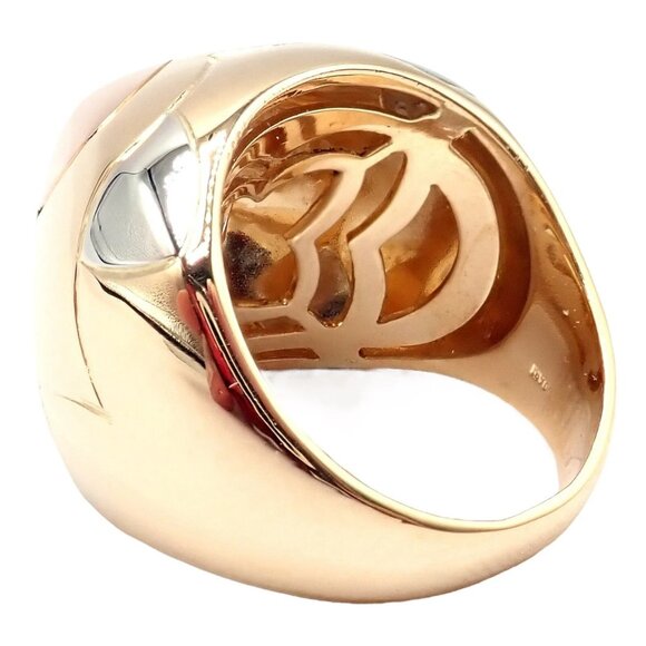 Authentic! Bvlgari Bulgari 18k Yellow White Rose Gold Tricolor Pyramid Ring sz 6 - Picture 14 of 15